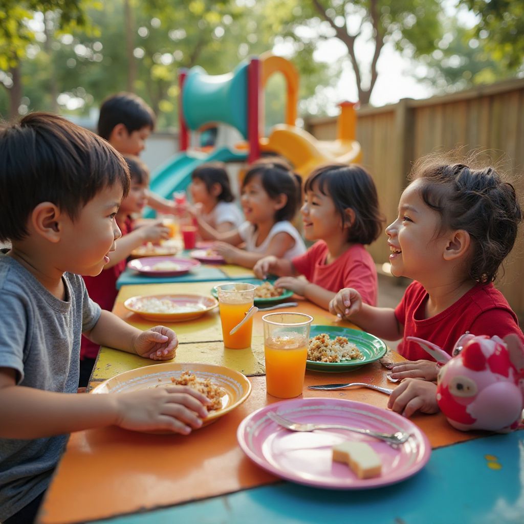 Happy children and parents enjoying meal together in our restaurant